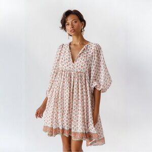Daughters of India Kyra Mini Dress in Coral